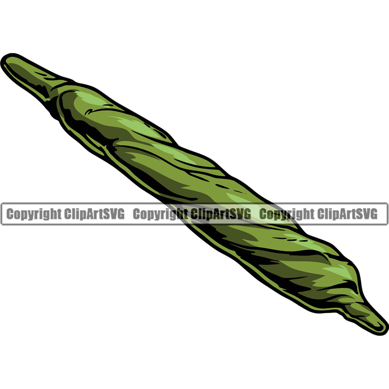 Smoking Marijuana Joint Green Color Single Vector White Background Legalize Pot Organic Leaf Medical Medicine Health Herb Plant Cannabis Hemp Drug Grass Weed THC Legal Art Logo Clipart SVG