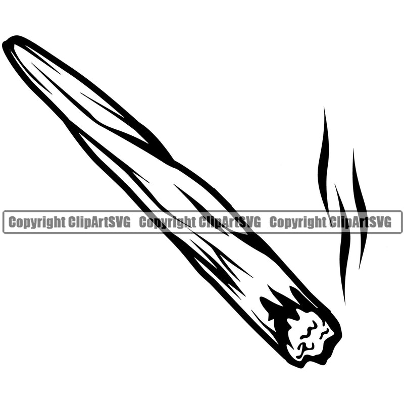 Black And White Smoking Single Marijuana Joint White Background Design Element Legalize Pot Organic Leaf Medical Medicine Health Herb Plant Cannabis Hemp Drug Grass Weed THC Legal Art Logo Clipart SVG