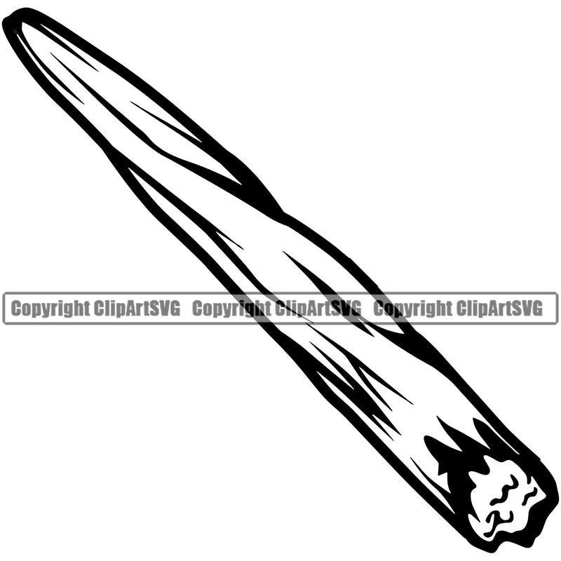 Black And White Single Marijuana Joint White Background Design Element Legalize Pot Organic Leaf Medical Medicine Health Herb Plant Cannabis Hemp Drug Grass Weed THC Legal Art Logo Clipart SVG