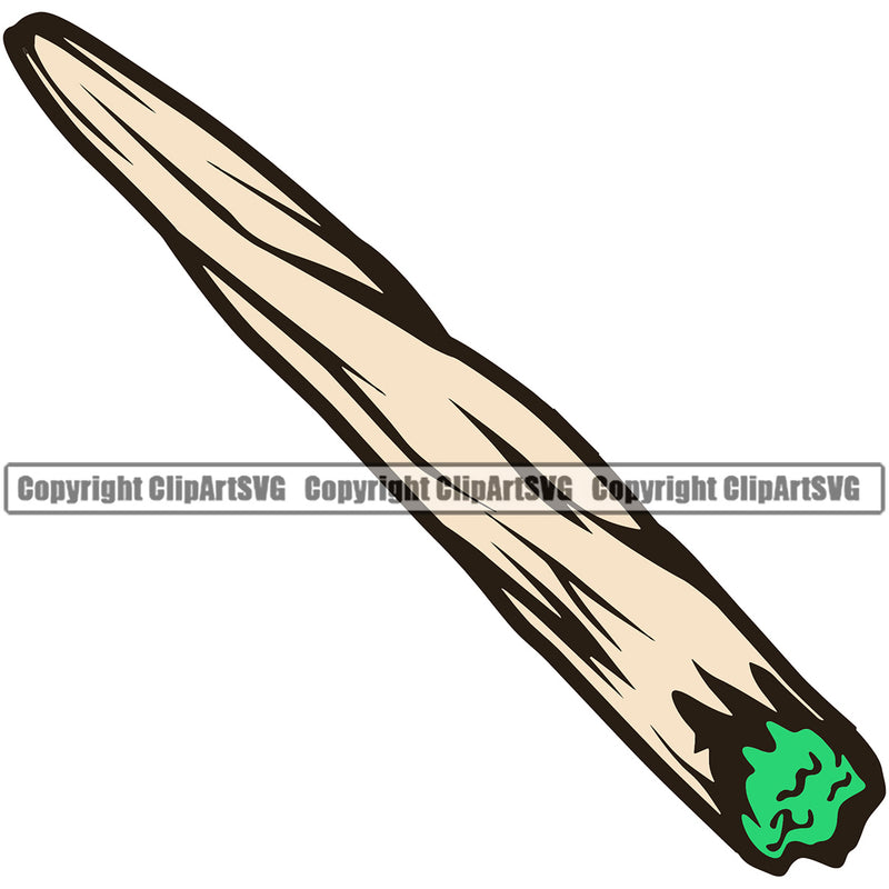 Green And Off White Color Marijuana Joint Vector White Background Design Element Legalize Pot Organic Leaf Medical Medicine Health Herb Plant Cannabis Hemp Drug Grass Weed THC Legal Art Logo Clipart SVG