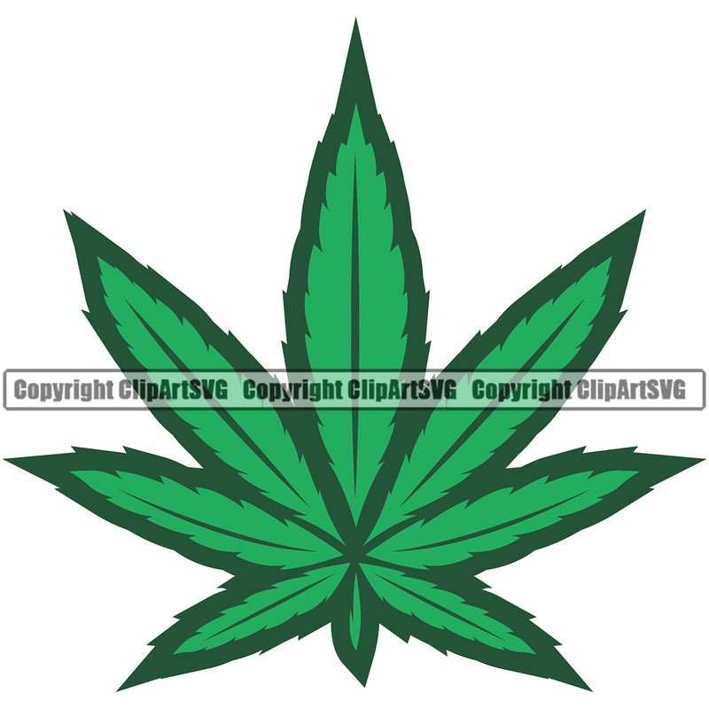 Green Color Marijuana Leaf White Background Design Element Legalize Pot Organic Leaf Medical Medicine Health Herb Plant Cannabis Hemp Drug Grass Weed THC Legal Art Logo Clipart SVG