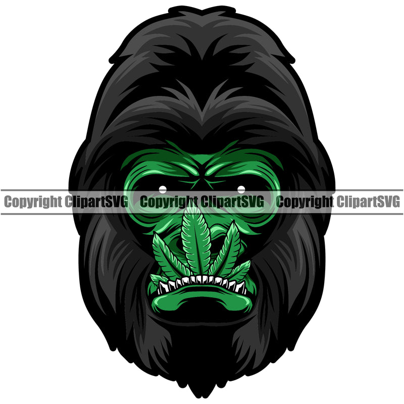 Smoking Money Face Marijuana Leaf On Mouth Black Color Face White Background Logo Design Element BW Legalize Pot Organic Leaf Medical Medicine Health Herb Plant Cannabis Hemp Drug Grass Weed THC Legal Art Logo Clipart SVG