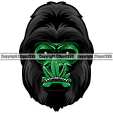 Smoking Money Face Marijuana Leaf On Mouth Black Color Face White Background Logo Design Element BW Legalize Pot Organic Leaf Medical Medicine Health Herb Plant Cannabis Hemp Drug Grass Weed THC Legal Art Logo Clipart SVG
