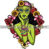 Cartoon Character Artwork Marijuana Leaf Flower Design Element Sexy Woman Wearing Sunglass Legalize Pot Organic Leaf Medical Medicine Health Herb Plant Cannabis Hemp Drug Grass Weed THC Legal Art Logo Clipart SVG