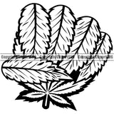 Black And White Smoking Punch Marijuana Leaf Vector Design Element BW Legalize Pot Organic Leaf Medical Medicine Health Herb Plant Cannabis Hemp Drug Grass Weed THC Legal Art Logo Clipart SVG