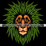 Lion Face Red Color Marijuana Leaf Green Color Design Element Black Background Legalize Pot Organic Leaf Medical Medicine Health Herb Plant Cannabis Hemp Drug Grass Weed THC Legal Art Logo Clipart SVG