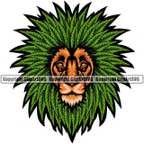 Lion Face Color Marijuana Leaf Design Element White Background Legalize Pot Organic Leaf Medical Medicine Health Herb Plant Cannabis Hemp Drug Grass Weed THC Legal Art Logo Clipart SVG