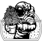 Black And White Marijuana Leaf Vector BW Man Holding Weed Pot Design Element Legalize Pot Organic Leaf Medical Medicine Health Herb Plant Cannabis Hemp Drug Grass Weed THC Legal Art Logo Clipart SVG