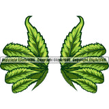 Marijuana Leaf Green Color Wings Vector Design Element Legalize Pot Organic White Background Leaf Medical Medicine Health Herb Plant Cannabis Hemp Drug Grass Weed THC Legal Art Logo Clipart SVG
