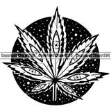 Black And White Marijuana Leaf Circle Design Element BW Legalize Pot Organic Leaf Medical Medicine Health Herb Plant Cannabis Hemp Drug Grass Weed THC Legal Art Logo Clipart SVG