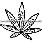 Black And White Marijuana Leaf Silhouette Design Element Legalize Pot Organic Leaf Medical Medicine Health Herb Plant Cannabis Hemp Drug Grass Weed THC Legal Art Logo Clipart SVG