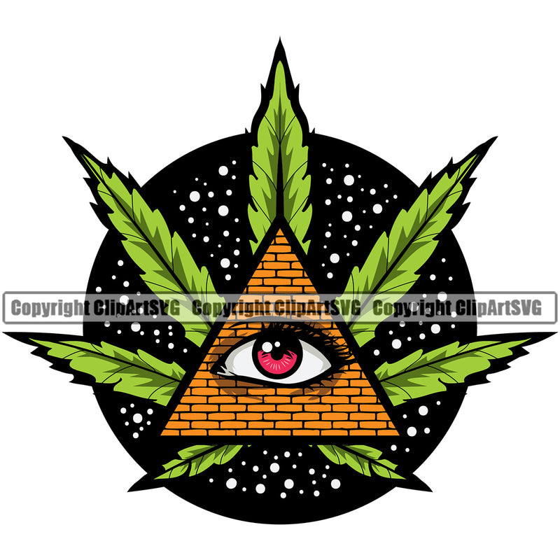 Marijuana Leaf Illuminati Color Design Element BW Legalize Pot White Background Organic Leaf Medical Medicine Health Herb Plant Cannabis Hemp Drug Grass Weed THC Legal Art Logo Clipart SVG
