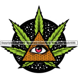 Marijuana Leaf Illuminati Color Design Element BW Legalize Pot White Background Organic Leaf Medical Medicine Health Herb Plant Cannabis Hemp Drug Grass Weed THC Legal Art Logo Clipart SVG