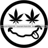 Black And White Color Emoji Marijuana Emoji Eyes Weed Leaf Vector Design Element Legalize Pot Organic Leaf Medical Medicine Health Herb Plant Cannabis Hemp Drug Grass Weed THC Legal Art Logo Clipart SVG