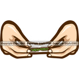 Hand Roll By Marijuana White Background Design Element Legalize Pot Organic Leaf Medical Medicine Health Herb Plant Cannabis Hemp Drug Grass Weed THC Legal Art Logo Clipart SVG