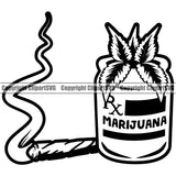 Black And White Marijuana Bottle Design Element Vector Legalize Pot Organic Leaf Medical Medicine Health Herb Plant Cannabis Hemp Drug Grass Weed THC Legal Art Logo Clipart SVG