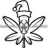 Marijuana Leaf Cartoon Character Black And White BW Design Element Legalize Pot Organic Leaf Medical Medicine Health Herb Plant Cannabis Hemp Drug Grass Weed THC Legal Art Logo Clipart SVG