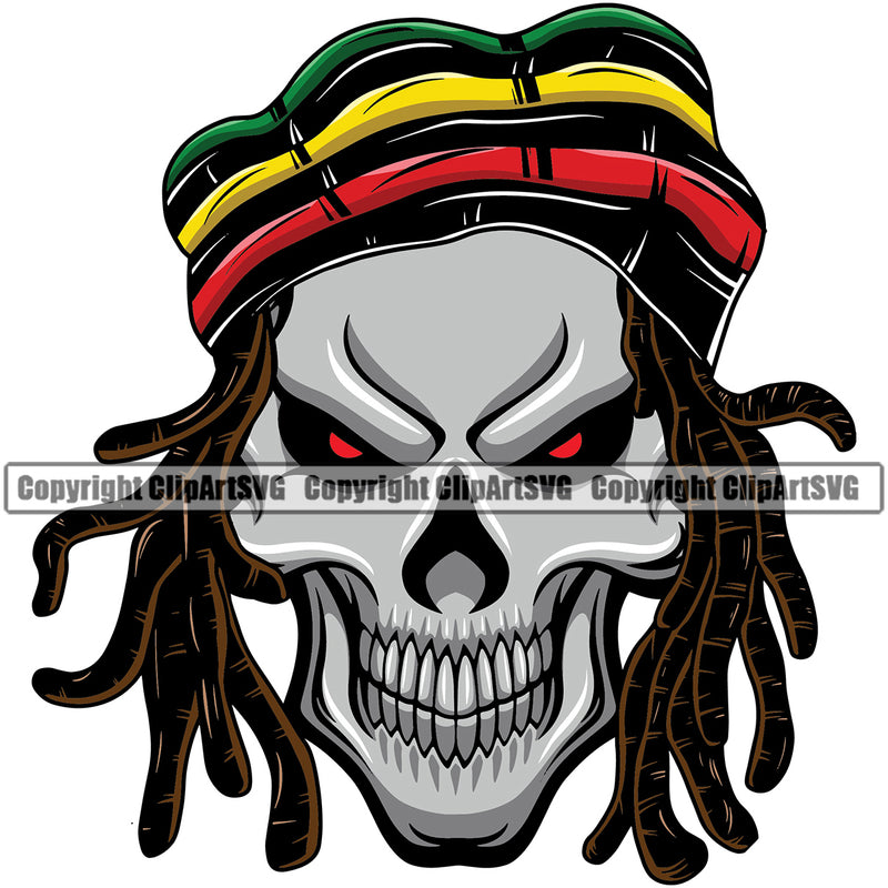 Country Map Nation National Skull Skeleton Smoking Marijuana Reggae Red Eyes Emblem Badge Symbol Icon Global Jamaican Rasta Reggae Rastafari Caribbean Island Sign Logo Clipart SVG