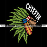 Chief In Color Quote Smoking Marijuana Leaf Vector Black Background Design Element Legalize Pot Organic Leaf Medical Medicine Health Herb Plant Cannabis Hemp Drug Grass Weed THC Legal Art Logo Clipart SVG