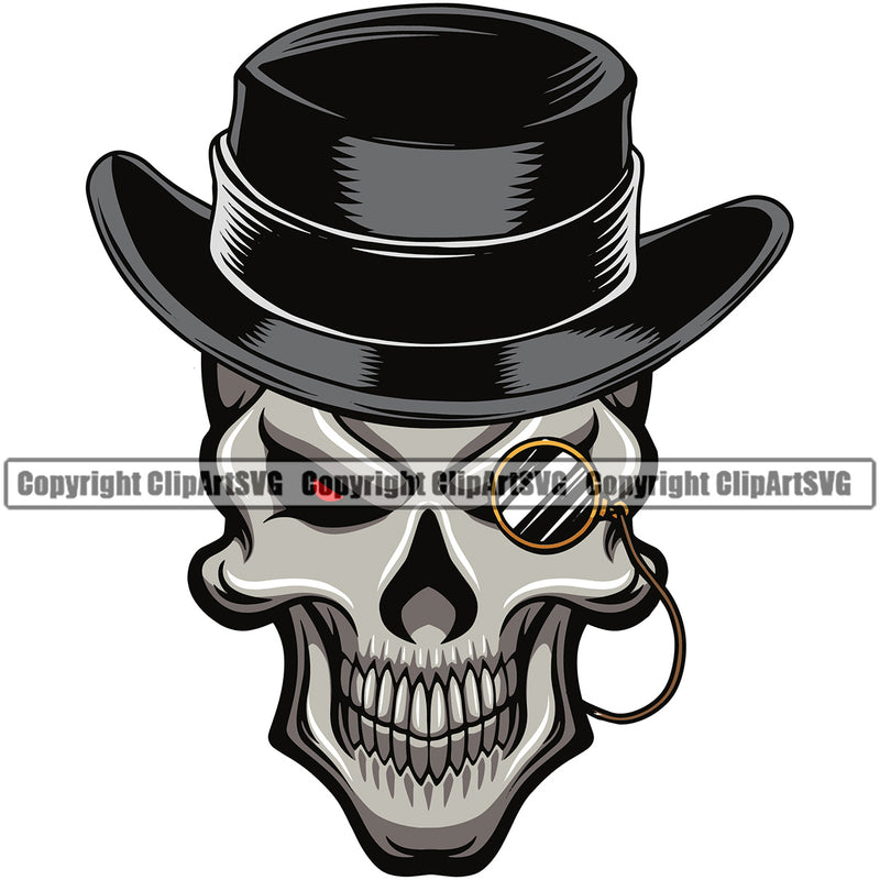 Skull Skeleton Wearing To Hat Smile Face Red Eyes Design Element Smoking Health Tobacco Quit Quitting Smoke Awareness Disease Addiction Smoker Addicted Addict Art Logo Clipart SVG