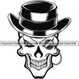 Black And White Skull Skeleton Wearing To Hat Smile Face BW Eyes Design Element Smoking Health Tobacco Quit Quitting Smoke Awareness Disease Addiction Smoker Addicted Addict Art Logo Clipart SVG