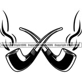 Black And White Smoking Health Tobacco Pipe Crossed Design Element Quit Quitting Smoke Awareness Disease Addiction Smoker Addicted Addict Art Logo Clipart SVG