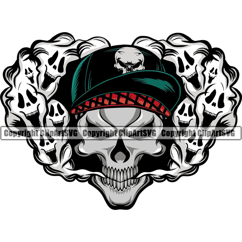 Smoking Skull Skeleton Head Color Design Element Wearing Color Cap Smile Face White Background Health Tobacco Quit Quitting Smoke Awareness Disease Addiction Smoker Addicted Addict Art Logo Clipart SVG