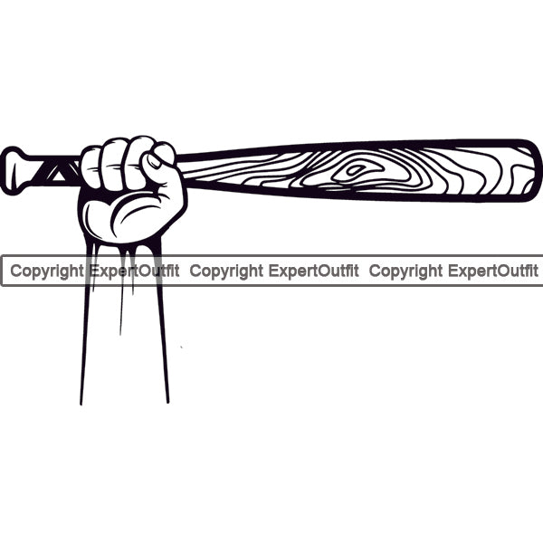 Baseball Sport Team League Equipment Hand Holding Up Bat Arms Design Element E-Sport Sports Fantasy Game Player Ball Professional Stadium Outfield Competition Field Leather Logo Clipart SVG