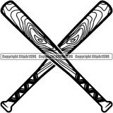 Baseball Sport Team League Equipment E-Sport Sports Bat Crossed Design Element Fantasy Game Player Ball Professional Stadium Outfield Competition Field Leather Logo Clipart SVG