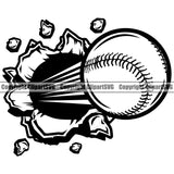 Baseball Sport Team League Equipment E-Sport Sports Break Hole Breaking Through Wall Speed Lines Design Element Fantasy Game Player Ball Professional Stadium Outfield Competition Field Leather Logo Clipart SVG