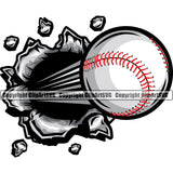 Baseball Sport Team League Equipment Break Hole Breaking Through Wall Speed Lines Color Design Element E-Sport Sports Fantasy Game Player Ball Professional Stadium Outfield Competition Field Leather Logo Clipart SVG