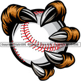 Baseball Sport Team League Equipment Baseball Animal Claw Cartoon Character Mascot Hand Color Design Element E-Sport Sports Fantasy Game Player Ball Professional Stadium Outfield Competition Field Leather Logo Clipart SVG