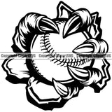 Baseball Sport Team League Equipment E-Sport Baseball Animal Claw Cartoon Character Mascot Hand Hole Design Element Sports Fantasy Game Player Ball Professional Stadium Outfield Competition Field Leather Logo Clipart SVG