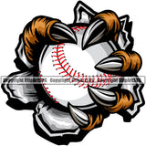 Baseball Sport Team League Equipment Animal Claw Cartoon Character Mascot Hole Hand Color Design Element E-Sport Sports Fantasy Game Player Ball Professional Stadium Outfield Competition Field Leather Logo Clipart SVG