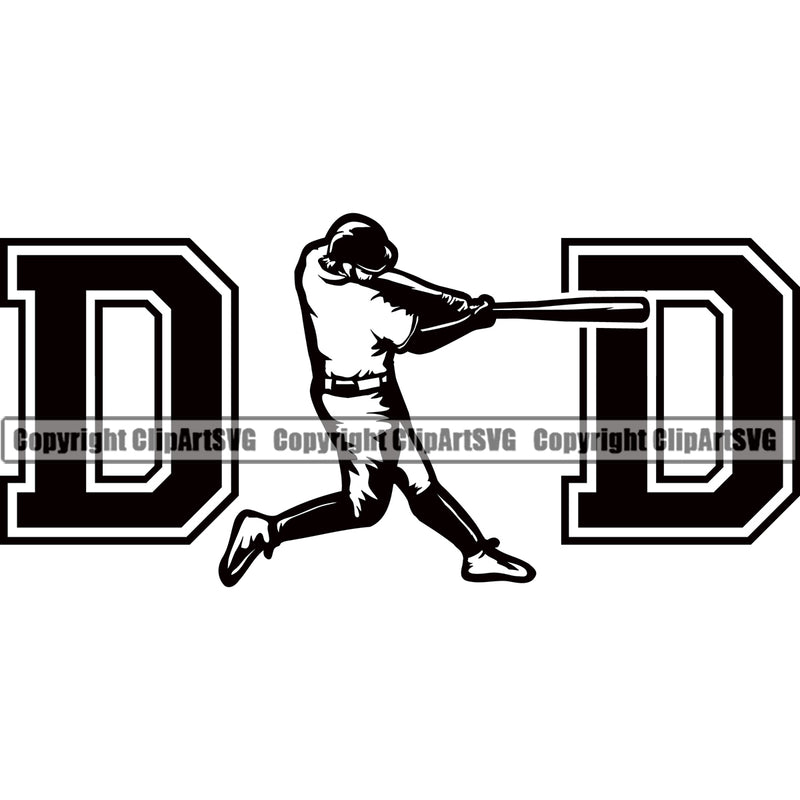 Baseball Sport Team League Equipment Dad Design Element Silhouette E-Sport Sports Fantasy Game Player Ball Hit Homerun Professional Stadium Outfield Competition Field Leather Logo Clipart SVG