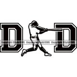 Baseball Sport Team League Equipment Dad Design Element Silhouette E-Sport Sports Fantasy Game Player Ball Hit Homerun Professional Stadium Outfield Competition Field Leather Logo Clipart SVG