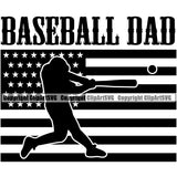 Baseball Sport Team League Equipment E-Sport Sports Fantasy Game USA Flag United State Black Color Design Element Dad Player Hit Homerun Ball Professional Stadium Outfield Competition Field Leather Logo Clipart SVG