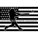 Baseball Sport Team League Equipment Dad USA Flag United State Design Element Silhouette E-Sport Sports Fantasy Game Player Ball Hit Homerun Professional Stadium Outfield Competition Field Leather Logo Clipart SVG