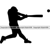 Baseball Sport Team League Equipment Silhouette Bat Black Design Element Dad E-Sport Sports Fantasy Game Player Ball Hit Homerun Professional Stadium Outfield Competition Field Leather Logo Clipart SVG