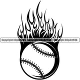 Baseball Sport Team League Equipment Fire Design Element E-Sport Sports Fantasy Game Player Ball Fire Flames Motion Moving Fast Design Element Professional Stadium Outfield Competition Field Leather Logo Clipart SVG