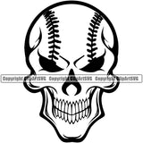 Baseball Sport Team League Equipment E-Sport Sports Skull Head White Design Element Fantasy Game Player Ball Professional Stadium Outfield Competition Field Leather Logo Clipart SVG