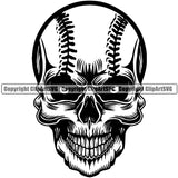 Baseball Sport Team League Equipment E-Sport Sports Skull Skeleton Black Color Eyes Head Design Element Fantasy Game Player Ball Professional Stadium Outfield Competition Field Leather Logo Clipart SVG