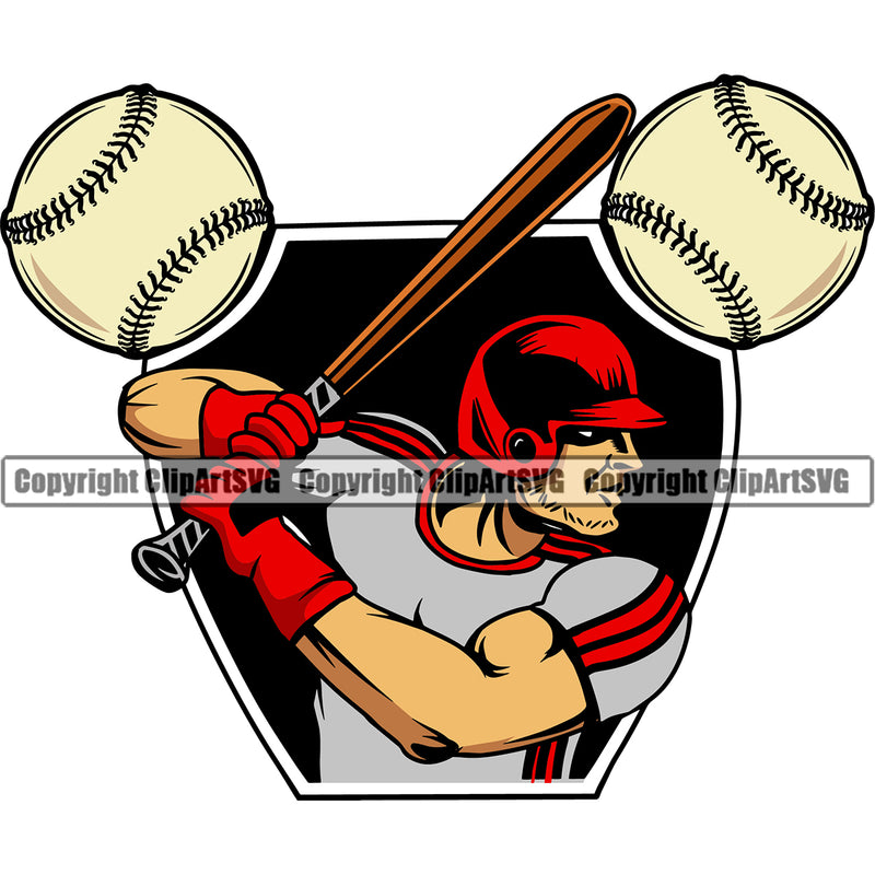Baseball Sport Team League Equipment E-Sport Baseball Hit Sports Fantasy Game Player Mascot Cartoon Character Ball Professional Stadium Outfield Competition Field Leather Logo Clipart SVG