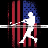 Baseball Sport Team League Equipment E-Sport Sports Silhouette USA Flag Color Design Element Fantasy Game Player Hit Homerun Ball Professional Stadium Competition Field Leather Logo Clipart SVG