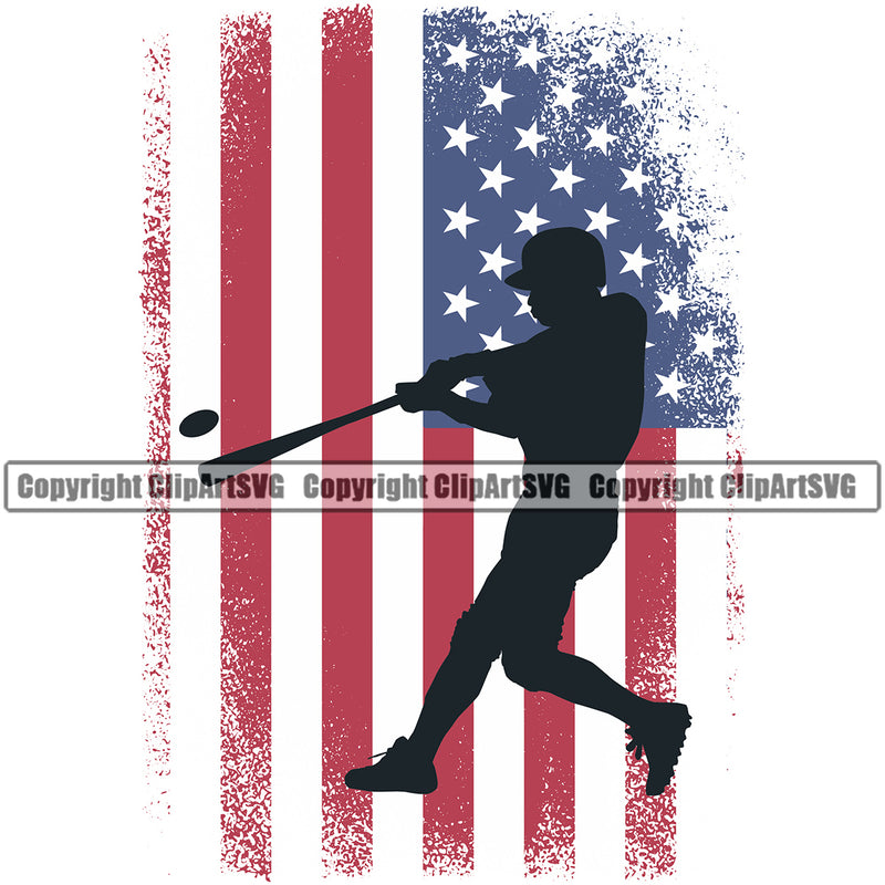 Baseball Sport Team League Equipment E-Sport Sports Baseball Color Silhouette USA Flag Design Element Fantasy Game Player Hit Homerun Ball Professional Stadium Outfield Competition Field Leather Logo Clipart SVG