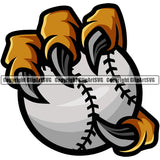 Baseball Sport Team League Equipment E-Sport Sports Fantasy Game Yellow Color Animal Claw Cartoon Character Mascot Design Element Player Ball Professional Stadium Outfield Competition Field Leather Logo Clipart SVG