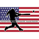 Baseball Softball Hit Homerun Sport Team League Equipment E-Sport Sports Fantasy USA Flag Color Design Element United State Game Player Ball Professional Stadium Outfield Competition Field Leather Logo Clipart SVG