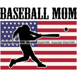 Baseball Sport Team League Equipment E-Sport Sports Fantasy Game Player Mom Quote Text Color USA Flag United State Design Element Ball Professional Stadium Outfield Competition Field Leather Logo Clipart SVG