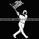 Baseball Sport Team League Equipment E-Sport Sports Fantasy Game Player Baseball Hand USA Flag Bat Black Background Design Element Ball Professional Stadium Outfield Competition Field Leather Logo Clipart SVG