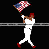 Baseball Sport Team League Equipment E-Sport Sports Fantasy Game Player Black Background Color Body Design Element Hand USA Flag Bat Ball Professional Stadium Outfield Competition Field Leather Logo Clipart SVG
